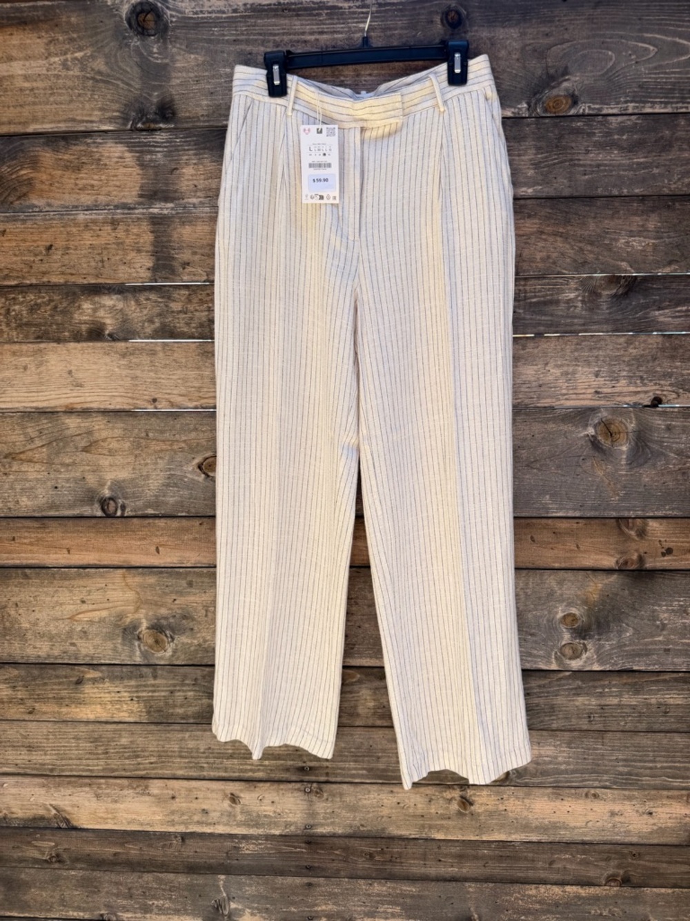 Zara Cream Ribbed Wide Leg Pants